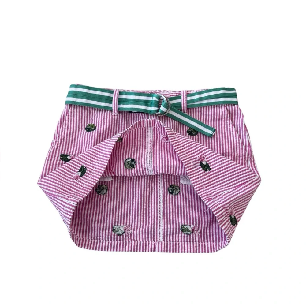 Ralph Lauren Girls Frog Lily Floral Embroidered Belted Preppy Skirt Size 6‎